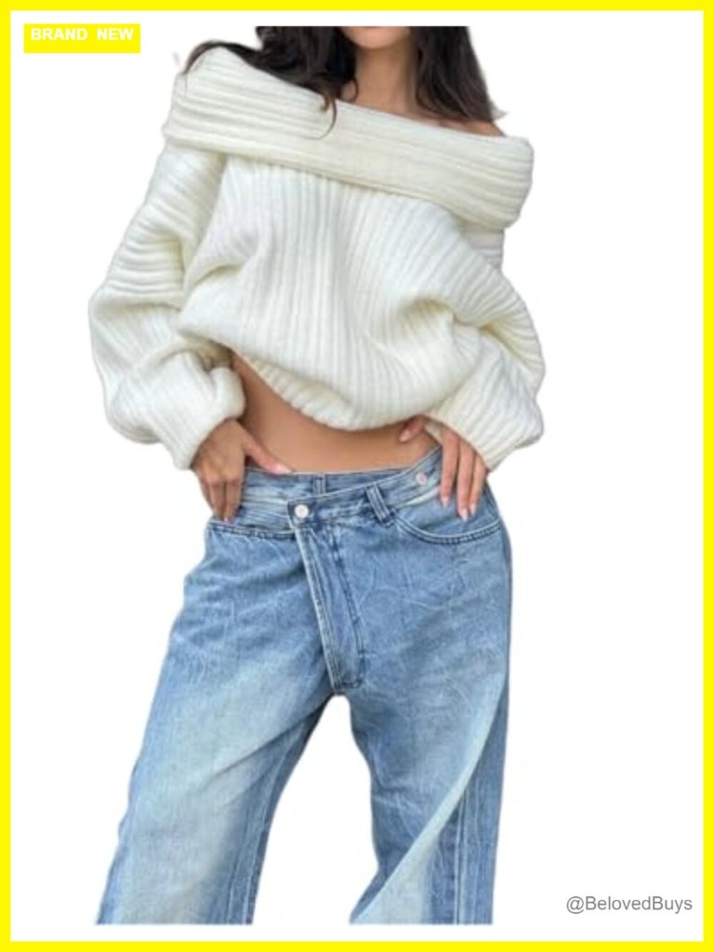 Off Shoulder Batwing Sleeve Oversized Chunky Sweater Cable Knit Pullover
